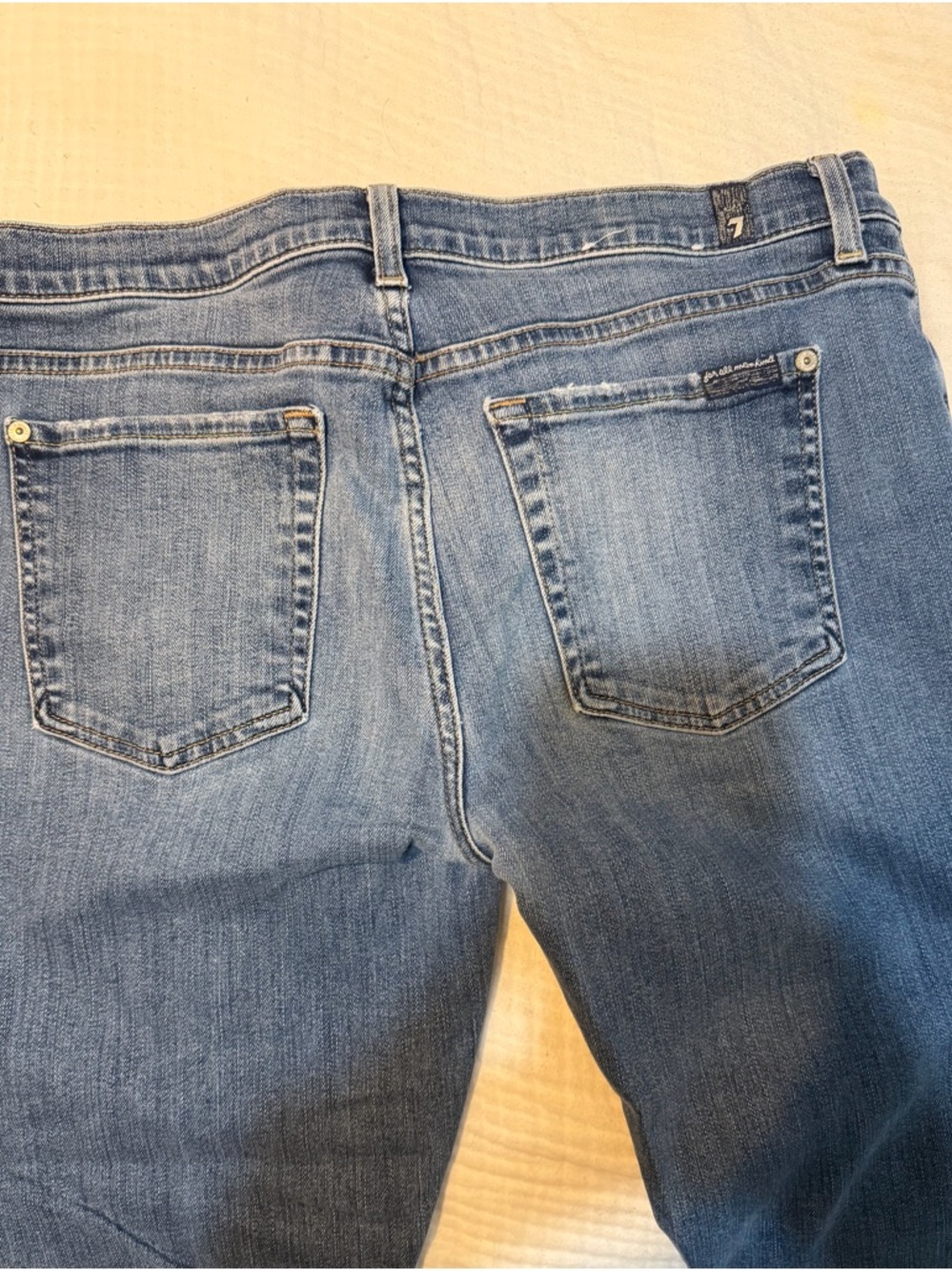 7 For All Mankind Medium Blue Ankle Crop Jeans